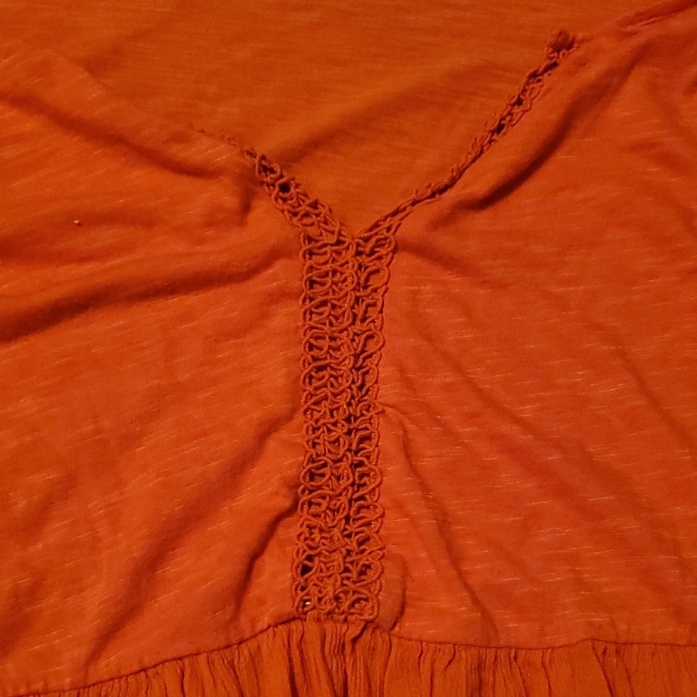 Lucky Brand Orange Crochet Sleeve Blouse - Picture 5 of 9